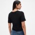 SS LINEN POINTELLE TOP BLACK