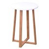 Mesa redonda madera bamboo y blanco 40x40x60cm Mesa redonda madera bamboo y blanco 40x40x60cm