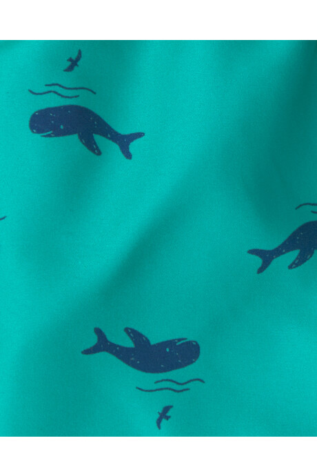 Short de baño con protección UPF 50+, verde, diseño ballenas Sin color