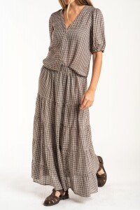 Falda Gingham Chocolate
