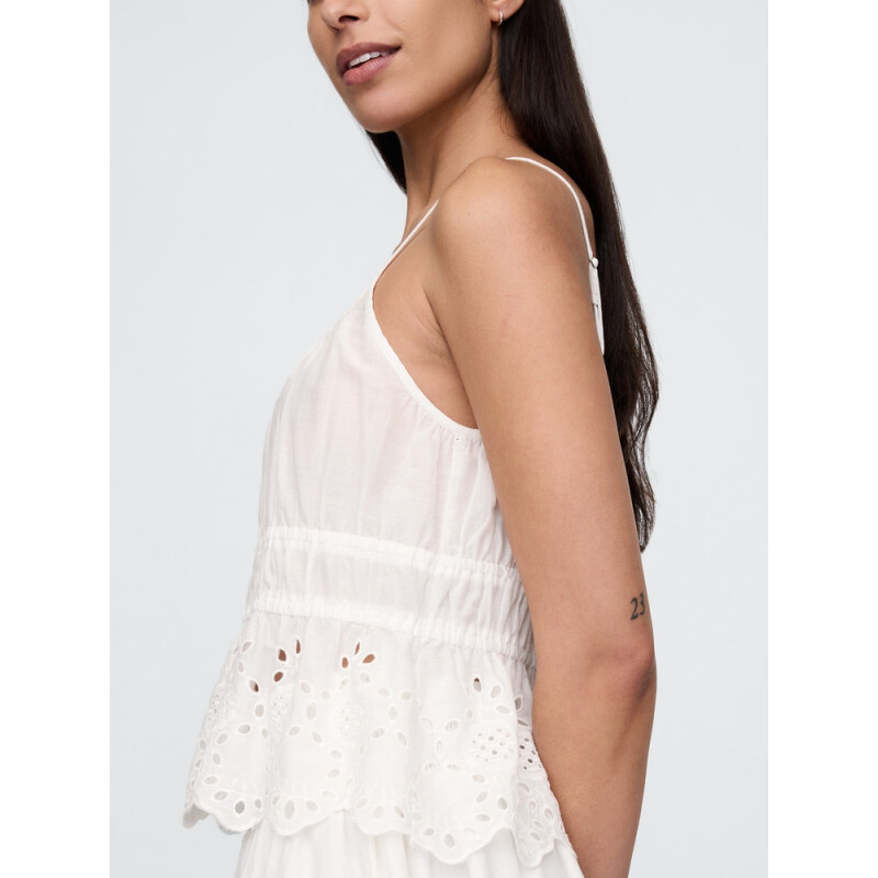 SL SMOCKED EYELET TANK NEW OFF WHITE