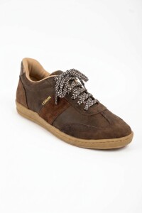 Zapatilla Cuero Combinada Chocolate