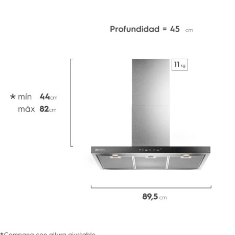 Campana Extractora 90 Cm Pared inox Electrolux EJWL907EXI Campana Extractora 90 Cm Pared inox Electrolux EJWL907EXI