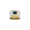 Anillo martillado punto Zafiro-Plata y oro-Piedra Zafiro-AN5932 conpiedra