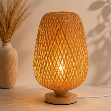 Lámpara De Mesa Bambú/ Natural Búho Alt 33 Cm Lámpara De Mesa Bambú/ Natural Búho Alt 33 Cm
