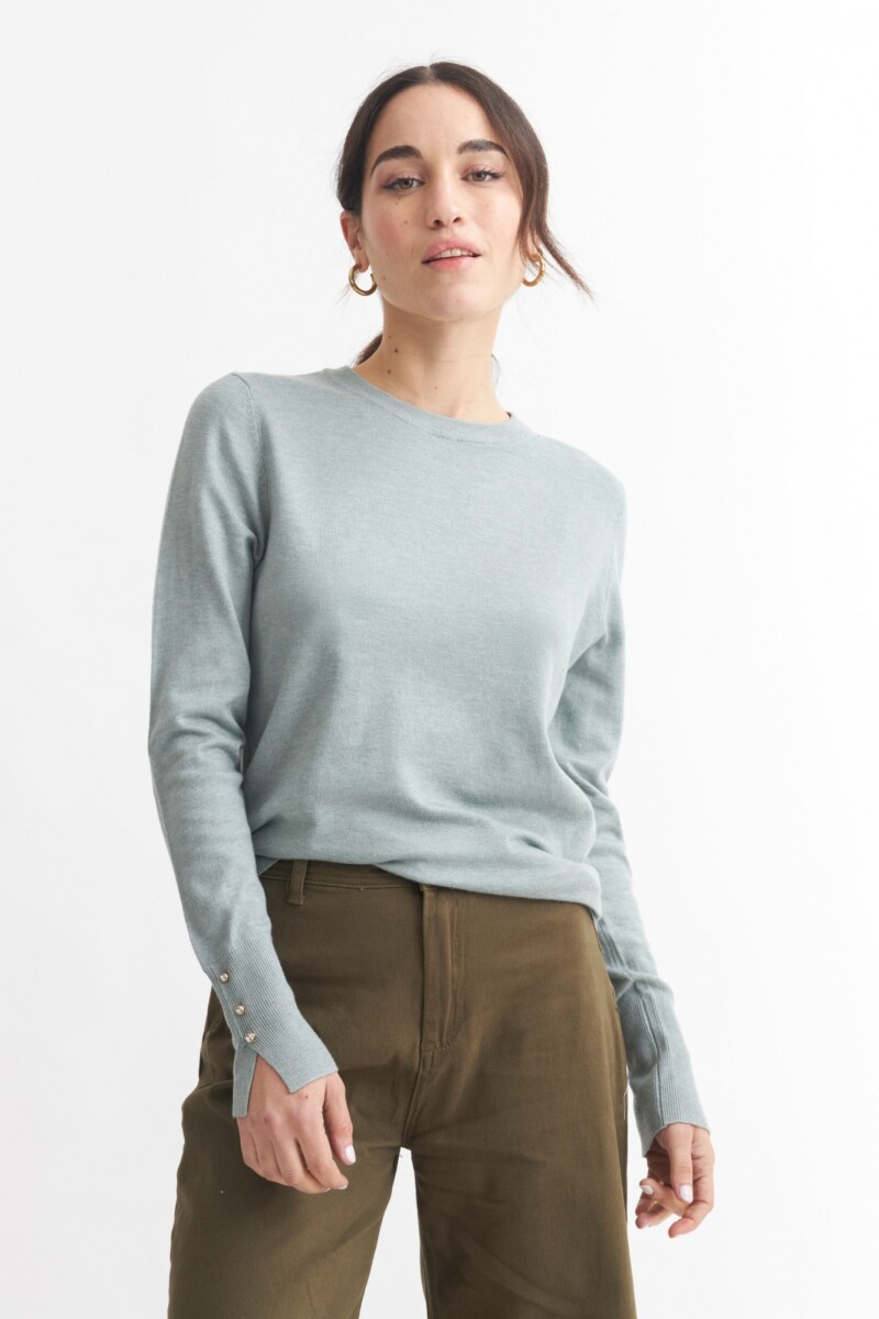 Sweater con detalle en manga VERDE CLARO
