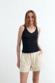 Top tejido punto rib tirantes finos NEGRO