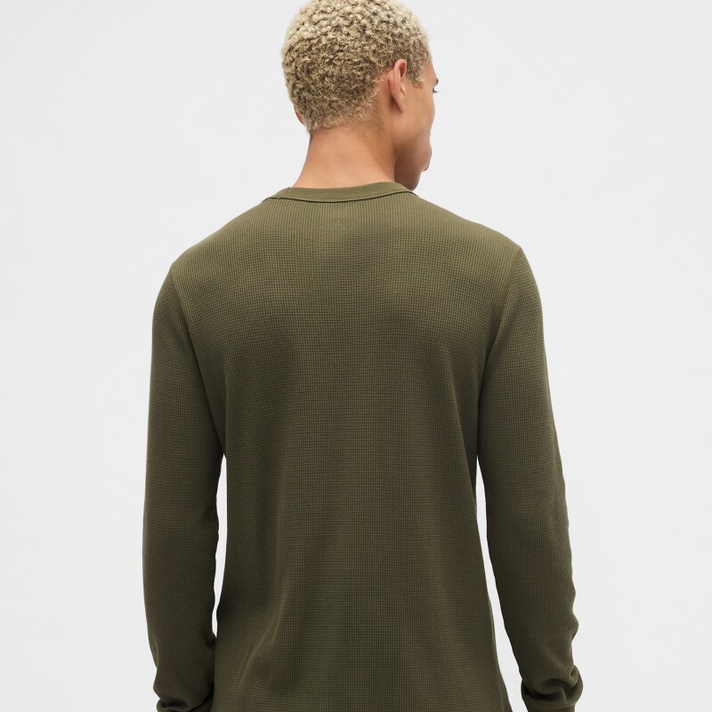 V-FRCH LS WAFFLE MINI LOGO CREW ARMY JACKET GREEN