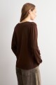 Sweater básico escote V chocolate