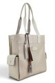 Bolso Tote de Cuero Vacuno y Pelo Natural Croco beige