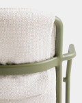 Silla apilable de exterior Linosa de aluminio verde con cojín beige Silla apilable de exterior Linosa de aluminio verde con cojín beige