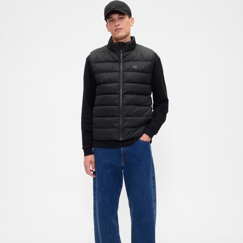 V-FRCH LOGO LTWT PUFFER VEST BLACK 1