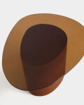 Mesa de centro Olir de vidrio templado y acero marrón 82 x 74 cm Mesa de centro Olir de vidrio templado y acero marrón 82 x 74 cm