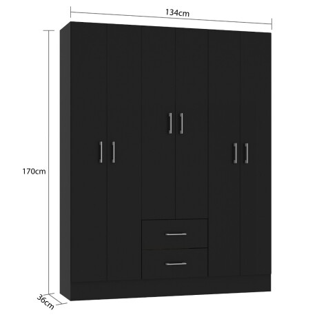 ROPERO 6 PUERTAS 2 CAJONES GUARDARROPA ARMARIO PLACARD CLOSET NEGRO