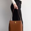Bolso The Lock en efecto cuero liso Tabaco