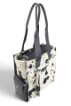 Bolso Tote de Cuero Vacuno y Pelo Natural Negro