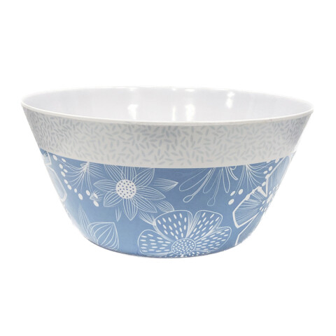 Bowl de Plástico Melamina 25,4 Cm Flores Azules