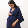 Bata Maternal Aurora Algodón – Embarazo y Lactancia Azul
