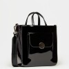 Shopper The Circle en cuero charol Negro