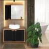 Mueble de baño suspendido Creta Rustico negro 78 cm sin bacha Mueble De Baño Suspendido Creta Rustico Negro 78 Cm Sin Bacha