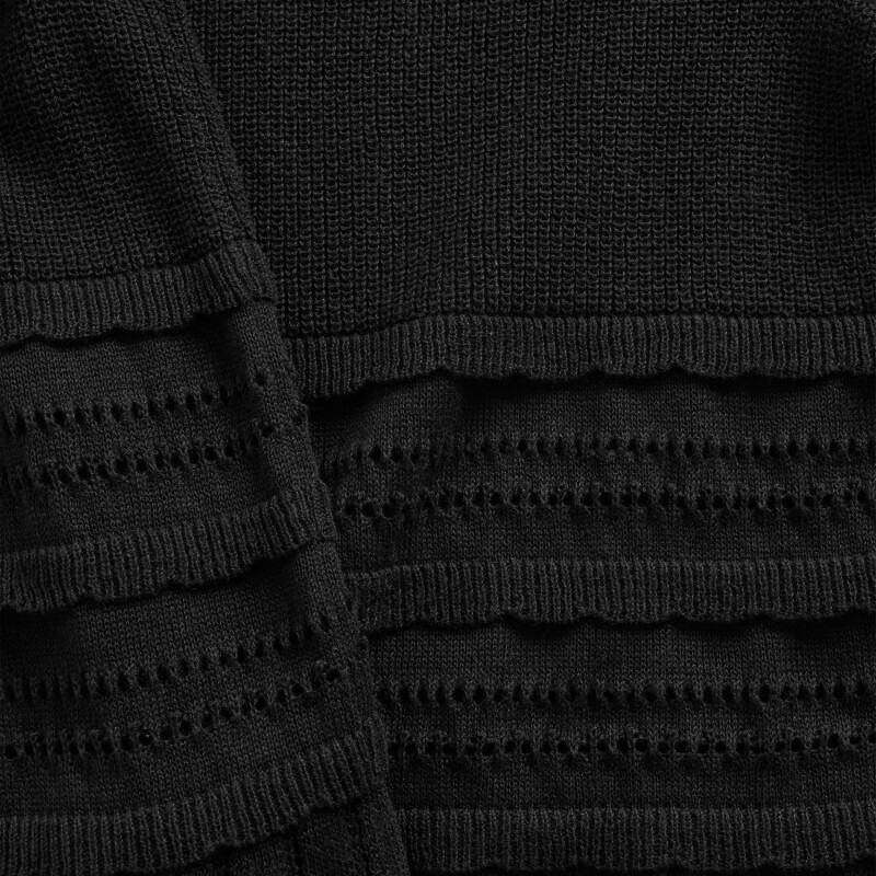 SS LINEN POINTELLE TOP BLACK