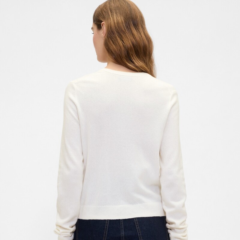 FRCH LOGO CASHSOFT CREW CARDI IVORY FROST