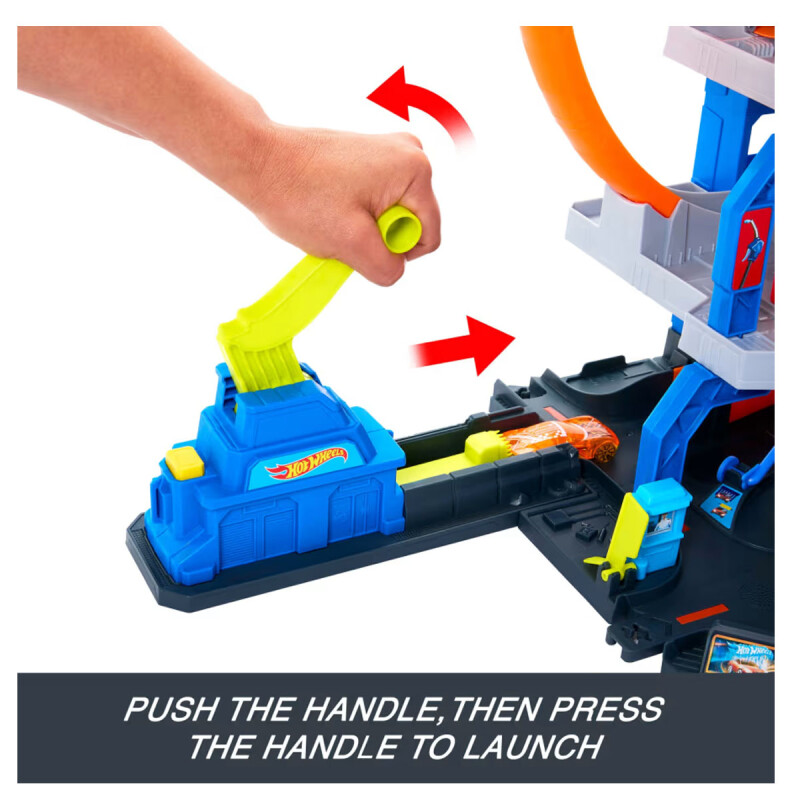Hot Wheels Garaje Mega Loop con 1 Auto y 1 Helicóptero de Juguete a Escala 1:64 Hot Wheels Garaje Mega Loop con 1 Auto y 1 Helicóptero de Juguete a Escala 1:64