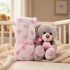 Oso De Peluche Con Manta Corazones 76x91 Cm Para Bebé Rosa 1