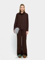 Blusa De Cuello Alto Con Cordón marron