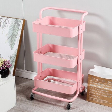 Carrito Organizador Metálico Multiuso Rosa - 3 Niveles Carrito Organizador Metálico Multiuso Rosa - 3 Niveles