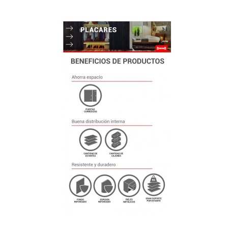 ROPERO PLACARD 3 PUERTAS CORREDIZAS MDF BLANCO SOUTH