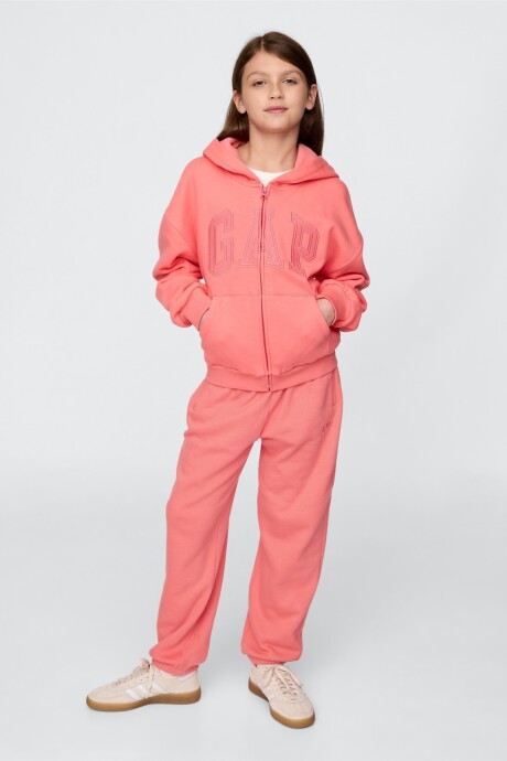 Buzo Canguro Con Cierre Logo Gap Niña Fresh Coral