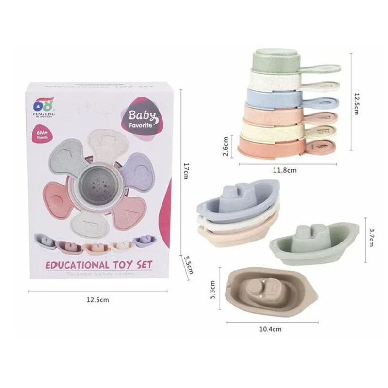 Encastre barcos y tazas en caja Encastre barcos y tazas en caja