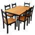 JUEGO DE COMEDOR MADERA 6 SILLAS JC2025 NEGRO JUEGO DE COMEDOR MADERA 6 SILLAS JC2025 NEGRO