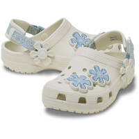 Classic Clog Toddler Denim Flower Blanco