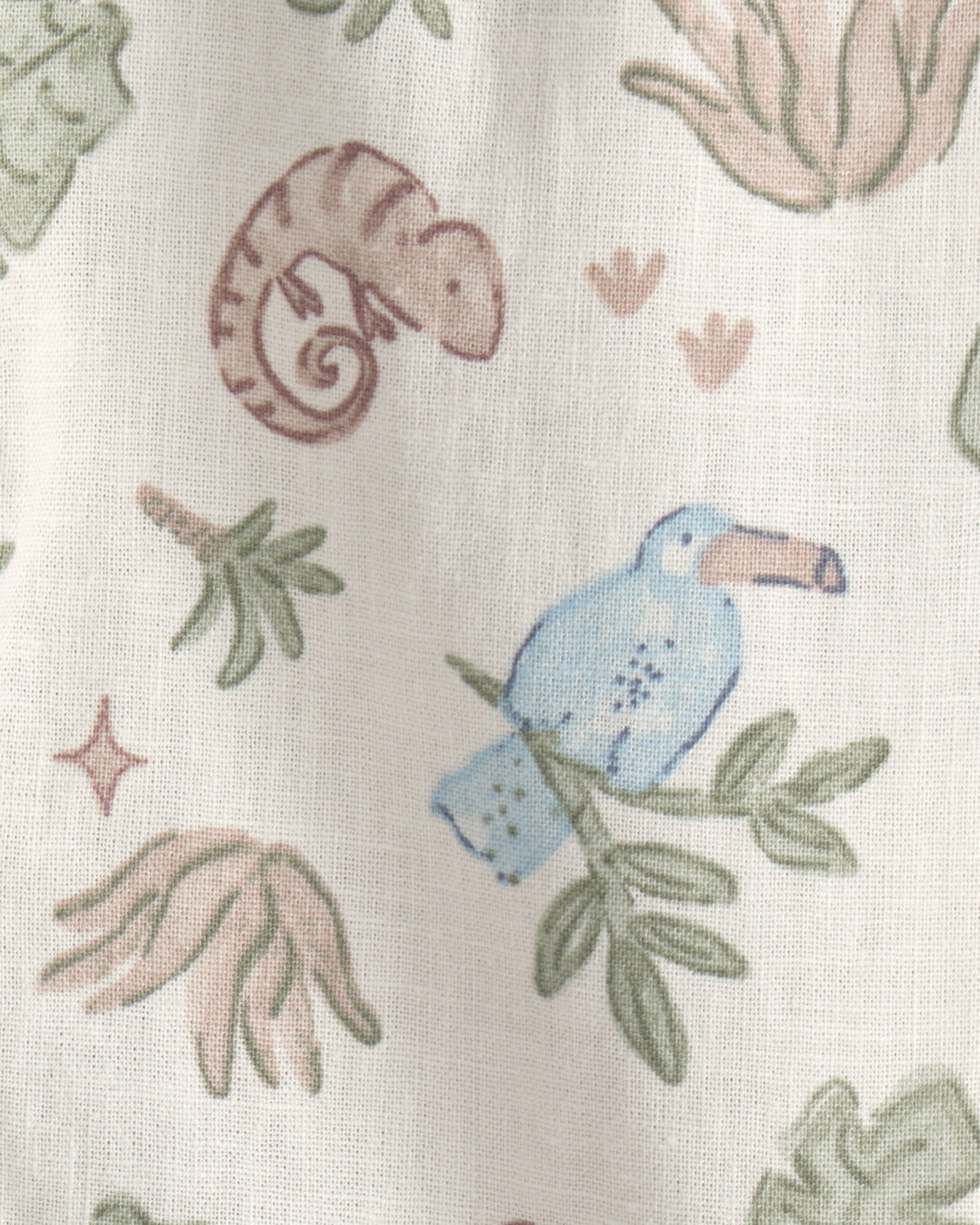Monito corto de lino, beige, diseño selva tropical Sin color