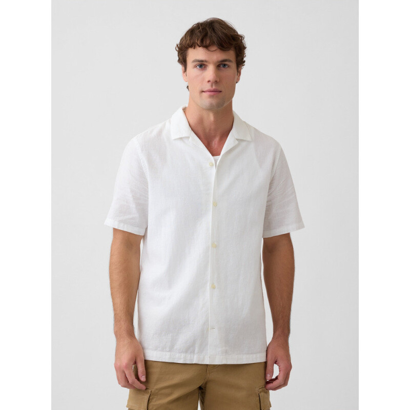 V-SS STANDARD LINEN COTTON RESORT COLLAR NEW OFF WHITE