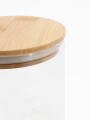FRASCO VIDRIO TAPA BAMBOO TRANSPARENTE