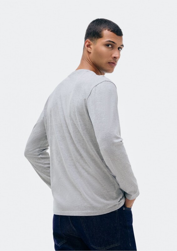 CAMISETA ML MASC CINZA MESCLA