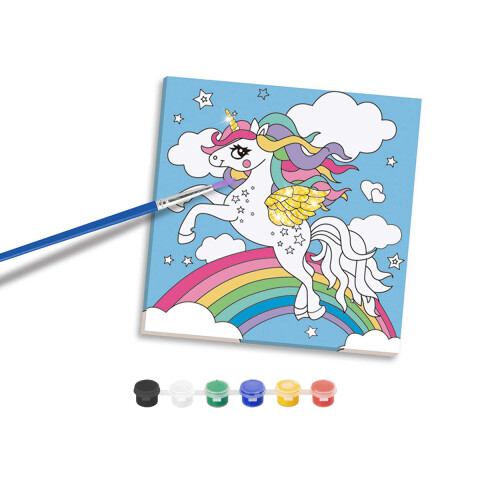 Lienzo para Pintar de Unicornio con Pinturas 15 x 15 cm U