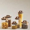 Frasco contenedor de vidrio tapa madera con manija 1500ml