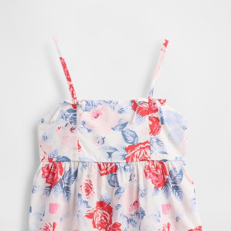 STRAPPY WOV BOW TOP SP SU25 RED BLUE ROSES
