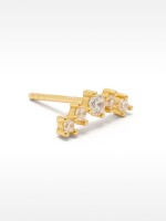 Pendiente Individual Con Circonitas - Plata De Ley 925 dorado