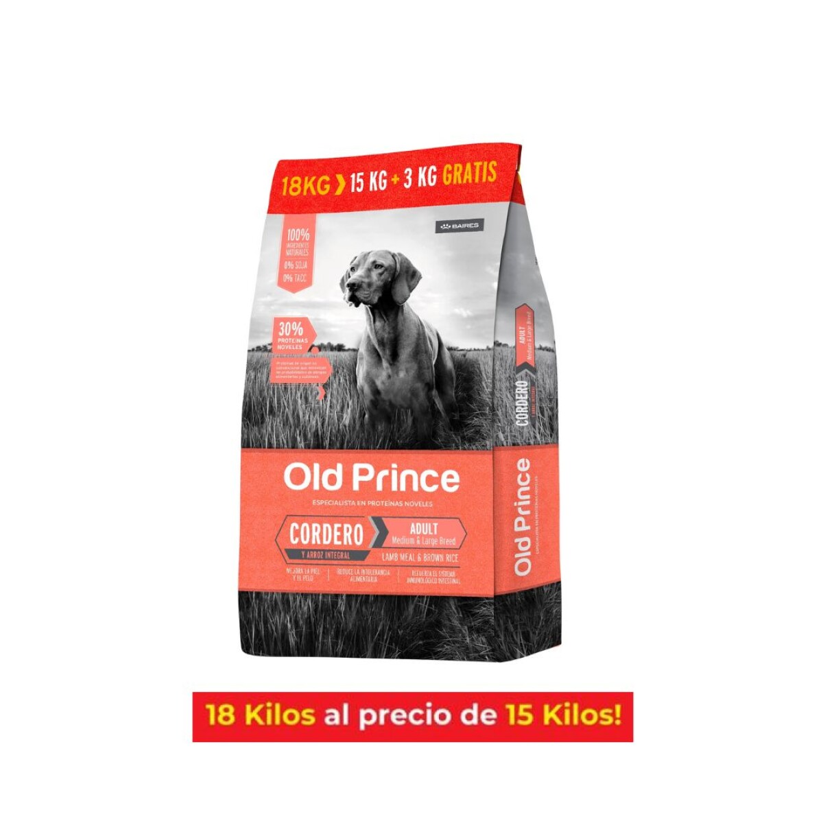 OLD PRINCE ADULTO MED/GDE CORDERO 15+3 KG - Unica 