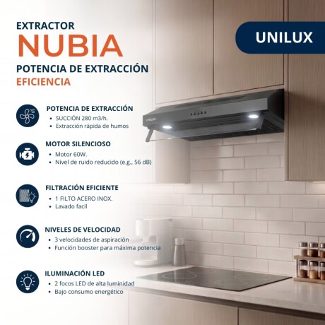 Extractor Purificador Nubia 60 cm Extractor Purificador Nubia 60CM de Negro