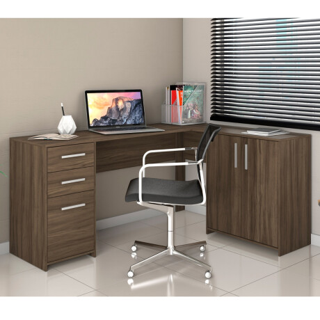 ESCRITORIO ESQUINERO MESA PARA PC LAPTOP COMPUTADORA 2 PUERTAS 2 CAJONES MARRON