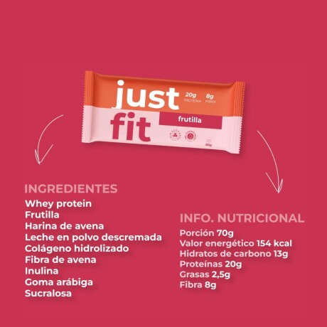 Barritas Premium 20g Proteína + Colágeno JustFit Frutilla