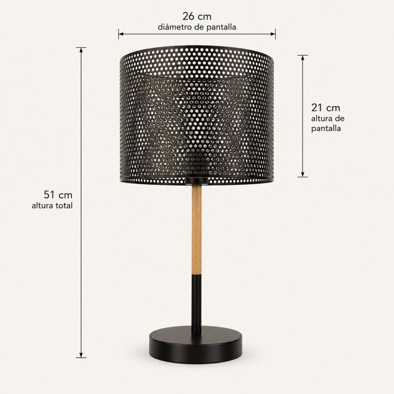 Lampara de Mesa Madera/Metal - Negro Lampara de Mesa Madera/Metal - Negro