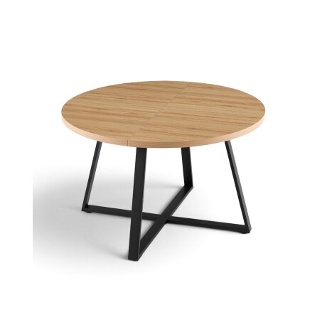 JUEGO DE COMEDOR MESA REDONDA EXTENSIBLE MADERA PATAS EN METAL + 4 SILLAS TAPIZADAS SILLAS GRISES