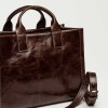 Cartera de mano Capri en cuero arrugado Chocolate